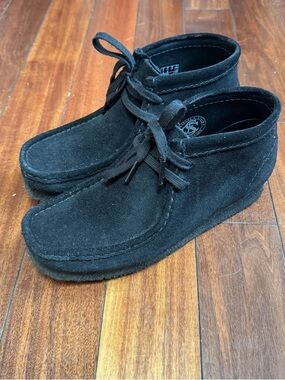 Black Suede Clarks Wallabee Lace-Up Shoes